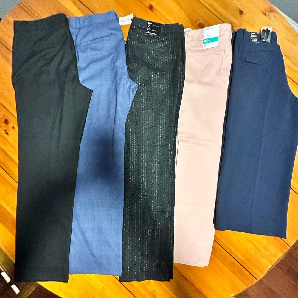 Women’s Size 10 Lot of 5 Trousers 3 Pair NWT 2 Pair gentle used.